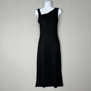 Vintage Necessary Objects Womens Dress Small Black Asymmetri Midi Whimsigoth Y2K